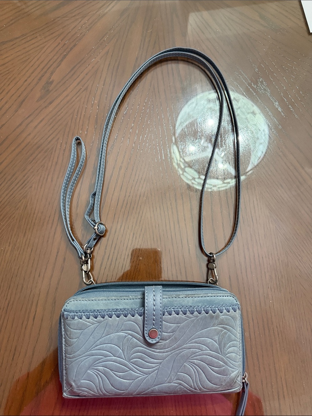 The Sak Light Blue Quilted Crossbody Wallet Bag